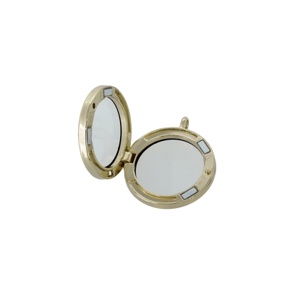 METAL BEADS - MEDALLION WITH MAGNETIC CLOSURE - CIRCLE 01 - 30x36x7mm GOLD - 1pc. Hole-3.6mm