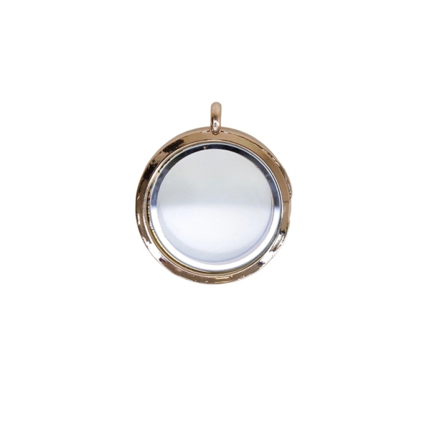 METAL BEADS - MEDALLION WITH MAGNETIC CLOSURE - CIRCLE 01 - 30x36x7mm ROSE GOLD (LIGHT) - 1pc. Hole-3.6mm