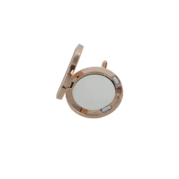 METAL BEADS - MEDALLION WITH MAGNETIC CLOSURE - CIRCLE 01 - 30x36x7mm ROSE GOLD (LIGHT) - 1pc. Hole-3.6mm