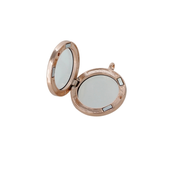 METAL BEADS - MEDALLION WITH MAGNETIC CLOSURE - CIRCLE 01 - 30x36x7mm ROSE GOLD - 1pc. Hole-3.6mm