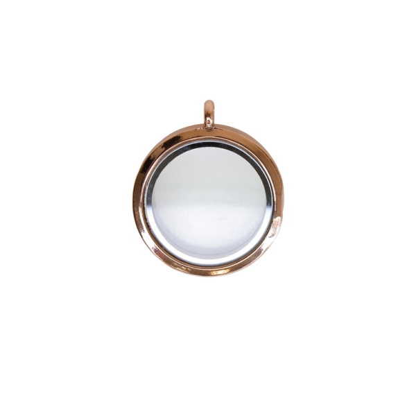 METAL BEADS - MEDALLION WITH MAGNETIC CLOSURE - CIRCLE 01 - 30x36x7mm ROSE GOLD (DARK) - 1pc. Hole-3.6mm