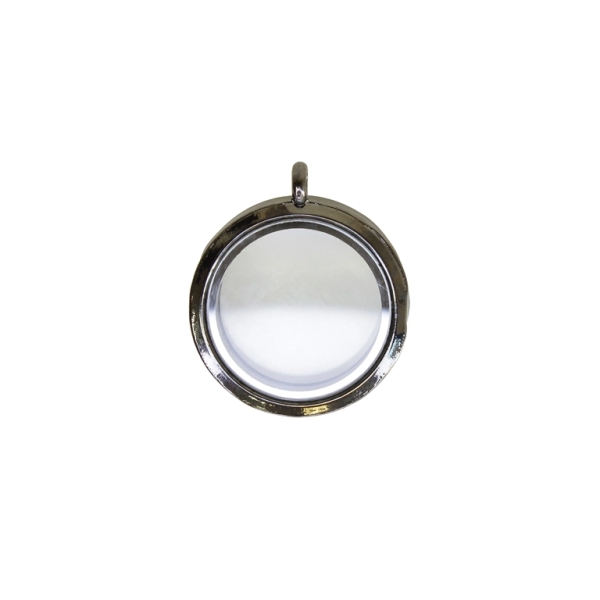 METAL BEADS - MEDALLION WITH MAGNETIC CLOSURE - CIRCLE 01 - 30x36x7mm OXIDIZED (LIGHT) - 1pc. Hole-3.6mm