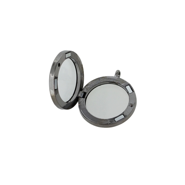 METAL BEADS - MEDALLION WITH MAGNETIC CLOSURE - CIRCLE 01 - 30x36x7mm OXIDIZED (LIGHT) - 1pc. Hole-3.6mm