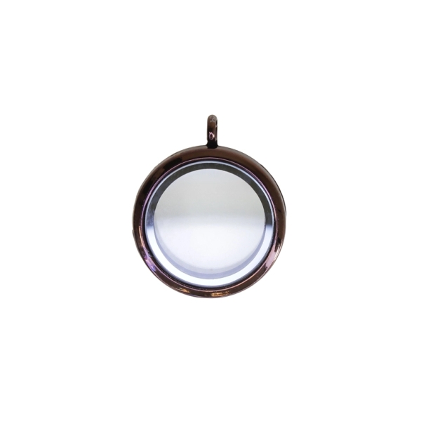 METAL BEADS - MEDALLION WITH MAGNETIC CLOSURE - CIRCLE 01 - 30x36x7mm ANTIQUE BRASS (DARK) - 1pc. Hole-3.6mm