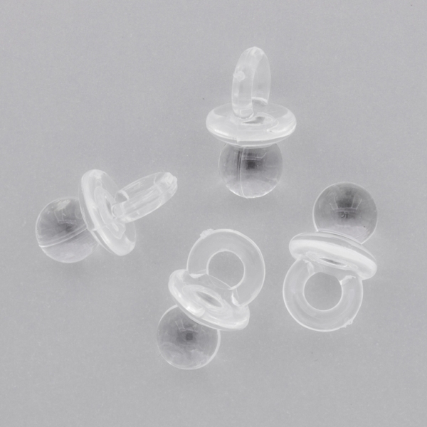 TRANSPARENT PLASTIC BEADS - PACIFIER - 20x12mm WHITE V01 - 50g Hole-5.0mm (50pcs.)