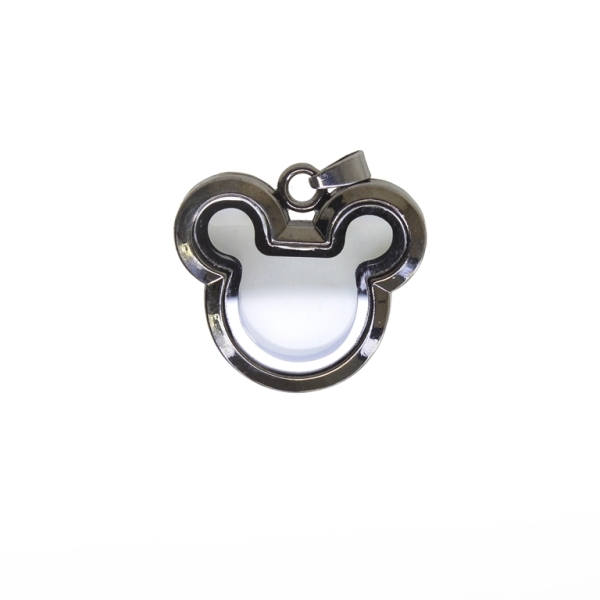METAL BEADS - MEDALLION WITH MAGNETIC CLOSURE - MICKEY MOUSE 01 - 35x37x7mm OXIDIZED - 1pc. Hole-3.6mm