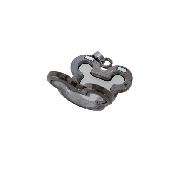 METAL BEADS - MEDALLION WITH MAGNETIC CLOSURE - MICKEY MOUSE 01 - 35x37x7mm OXIDIZED - 1pc. Hole-3.6mm