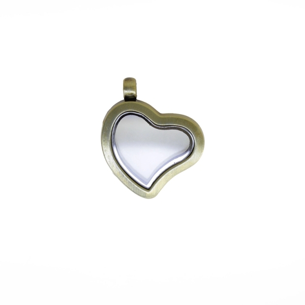 METAL BEADS - MEDALLION WITH MAGNETIC CLOSURE - HEART 01 - 28x35x6mm ANTIQUE BRONZE - 1pc. Hole-3.2mm