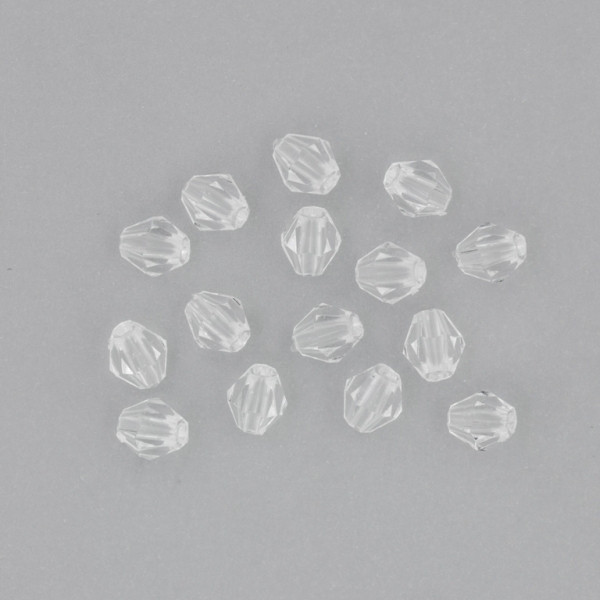 TRANSPARENT PLASTIC BEADS - BICONES 01 - 6x5mm WHITE V01 - 50g Hole-1.5mm (600pcs.)