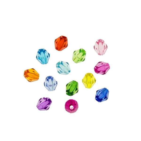 TRANSPARENT PLASTIC BEADS - BICONES 01 - 6x5mm MIXED - 50g Hole-1.5mm (585pcs.)