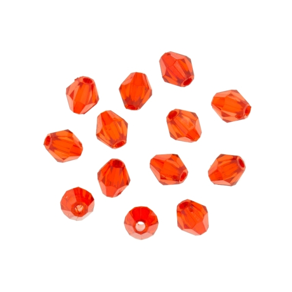 TRANSPARENT PLASTIC BEADS - BICONES 01 - 6x5mm RED V12 - 50g Hole-1.5mm (560pcs.)