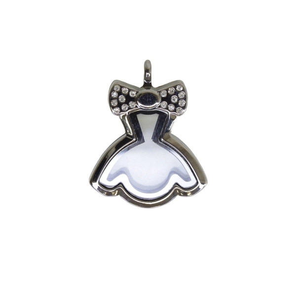 METAL BEADS - MEDALLION WITH MAGNETIC CLOSURE AND CRYSTALS - DRESS 01 - 33x42x7mm OXIDIZED (LIGHT) AND WHITE - 1pc. Hole-3.6mm