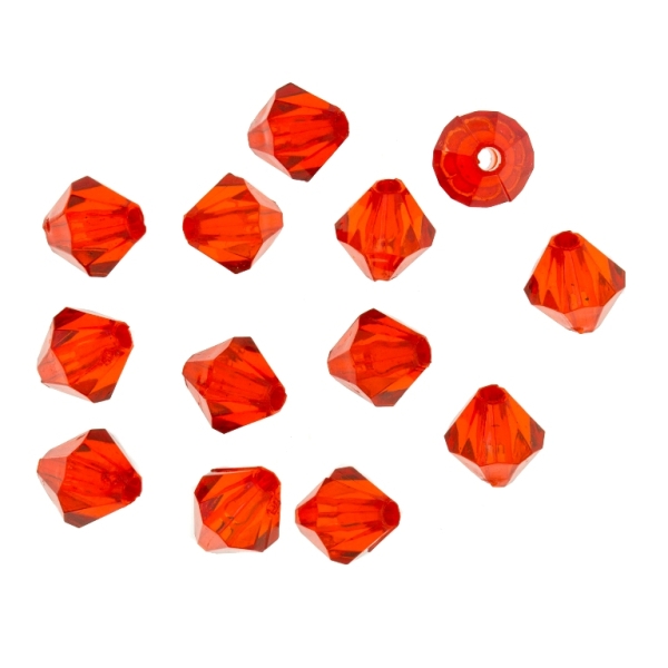 TRANSPARENT PLASTIC BEADS - BICONES 01 - 8x7.5mm RED V12 - 50g Hole-1.8mm (290pcs.)