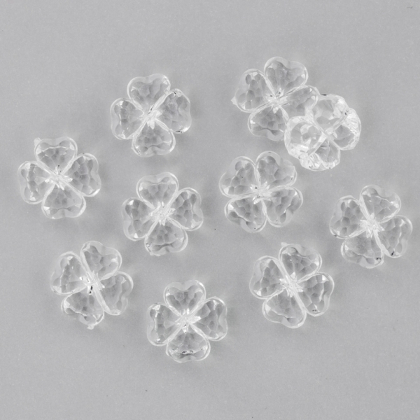 TRANSPARENT PLASTIC BEADS - CLOVER - 11x6mm WHITE V01 - 50g Hole-1.8mm (110pcs.)