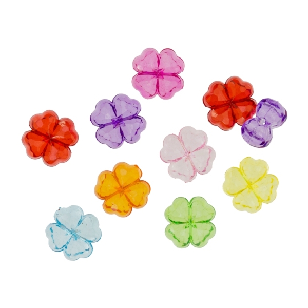 TRANSPARENT PLASTIC BEADS - CLOVER - 11x6mm MIXED - 50g Hole-1.8mm (110pcs.)