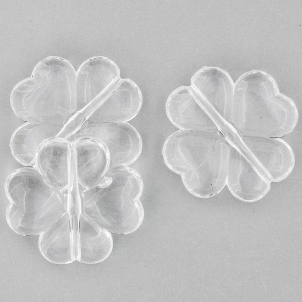 TRANSPARENT PLASTIC BEADS - CLOVER 02 - 26.5x5mm WHITE V01 - 50g Hole-2.0mm (20pcs.)