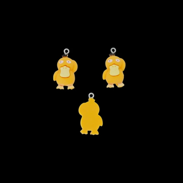 PLASTIC BEADS - RESIN 3D - PENDANT - DUCK 06 - 15x28x8mm ORANGE-YELLOW (LIGHT) - 2pcs. Hole-1.8mm