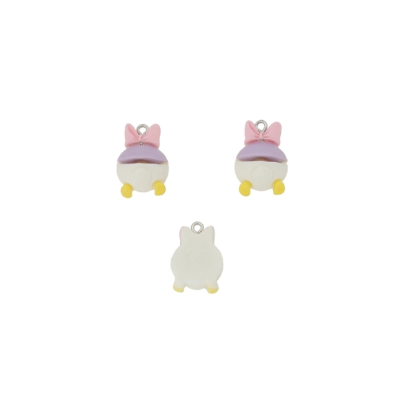 PLASTIC BEADS - RESIN 3D - PENDANT - DAISY DUCK 05 - 15x21x10mm PINK (LIGHT)-PURPLE (LIGHT)-WHITE - PACKAGE 20pcs. Hole-1.8mm 