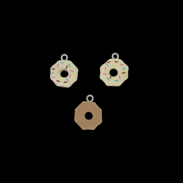 PLASTIC BEADS - RESIN 3D - PENDANT - DONUT 07 - 18x22x6mm ECRU-BROWN (LIGHT)-MIX - PACKAGE 20pcs. Hole-2.0mm