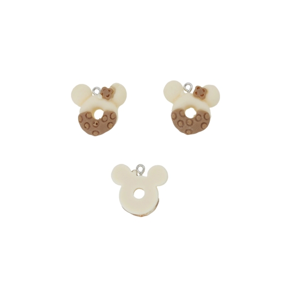 PLASTIC BEADS - RESIN 3D - PENDANT - DONUT 10 MINI - 22x22x8mm ECRU-BROWN - PACKAGE 20pcs. Hole-1.8mm