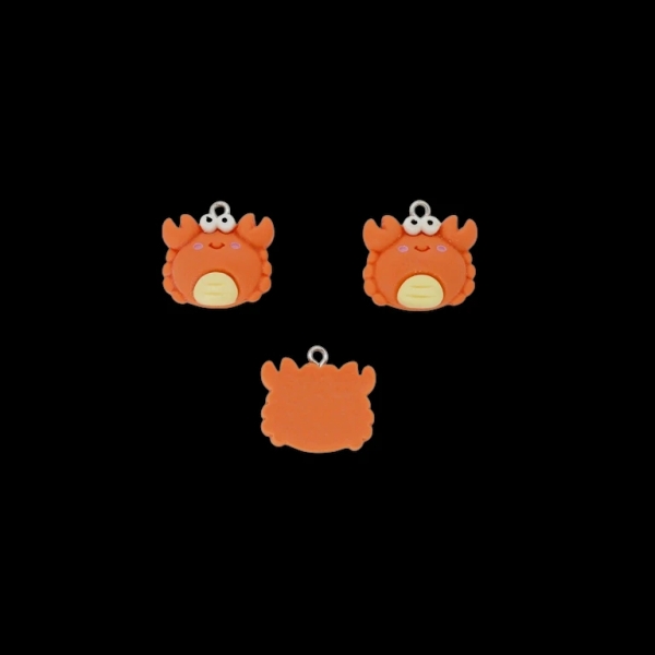 PLASTIC BEADS - RESIN 3D - PENDANT - CRAB 03 - 21x19x8mm ORANGE-YELLOW (LIGHT) - PACKAGE 20pcs. Hole-1.8mm
