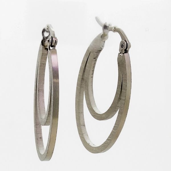 JEWELRY - EARRINGS - AMERICAN LEVERBACK - STAINLESS STEEL - OVAL Е710 - 1.9х3.0cm NICKEL - 1 pair