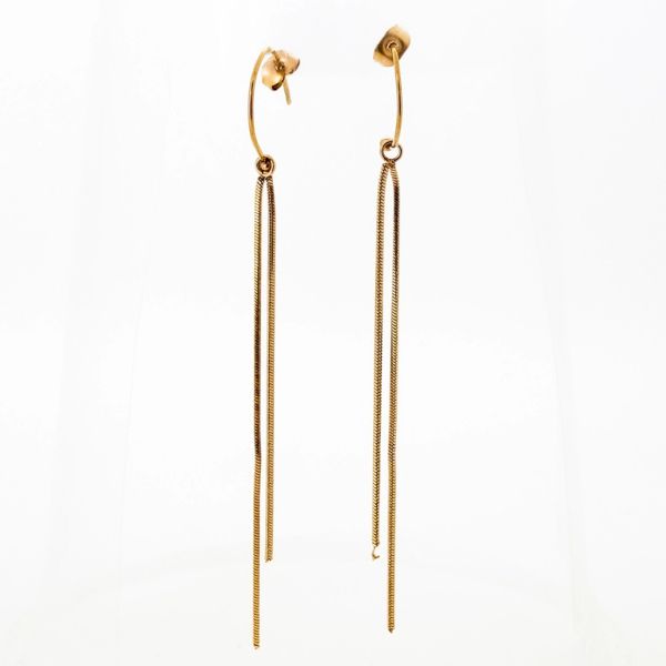 JEWELRY - EARRINGS - SCREW - STAINLESS STEEL - Е654 - 0.2х7.6cm ROSE GOLD - PACKAGE 6 pairs