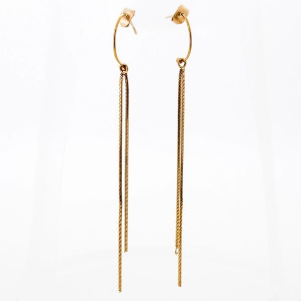 JEWELRY - EARRINGS - SCREW - STAINLESS STEEL - Е654 - 0.2х7.6cm ROSE GOLD - PACKAGE 6 pairs