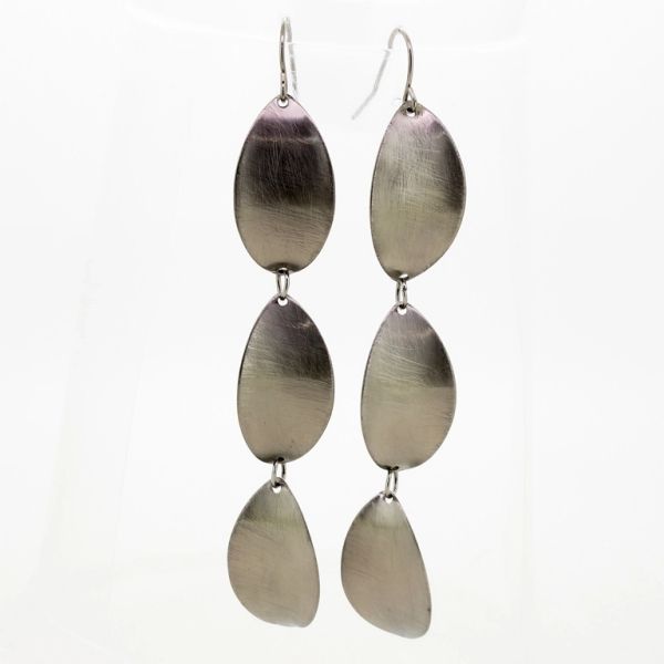 JEWELRY - EARRINGS - SCREW - STAINLESS STEEL - ELLIPSE Е707 - 1.4х9.2cm NICKEL - 1 pair