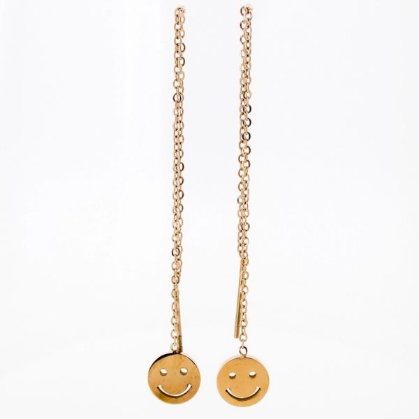 JEWELRY - EARRINGS - SCREW - STAINLESS STEEL - EMOJI Е659 - 0.8х10cm ROSE GOLD - PACKAGE 6 pairs