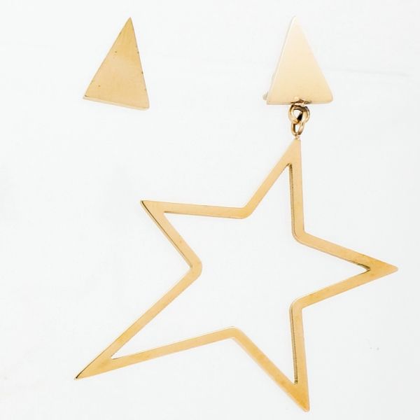 JEWELRY - EARRINGS - SCREW - STAINLESS STEEL - STAR WITH TRIANGLE Е729 - 3.0х4.4cm ROSE GOLD - PACKAGE 6 pairs