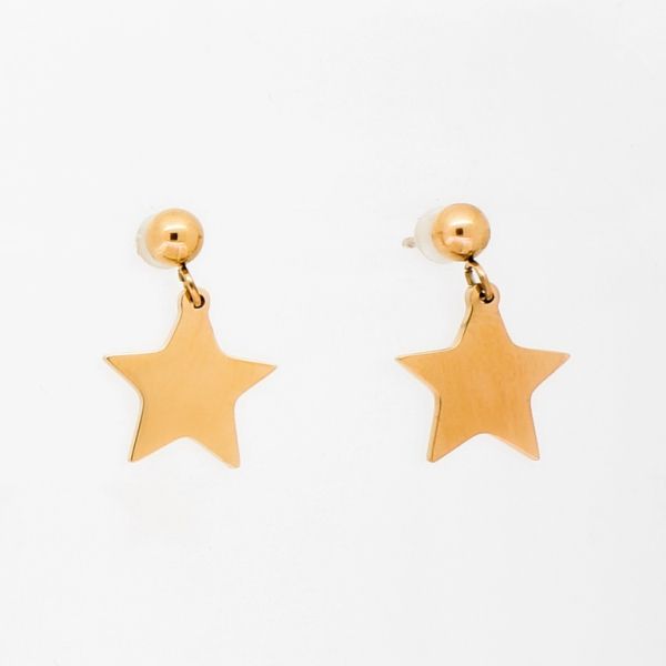 JEWELRY - EARRINGS - SCREW - STAINLESS STEEL - STARS Е797 - 1.2х1.7cm ROSE GOLD - PACKAGE 6 pairs