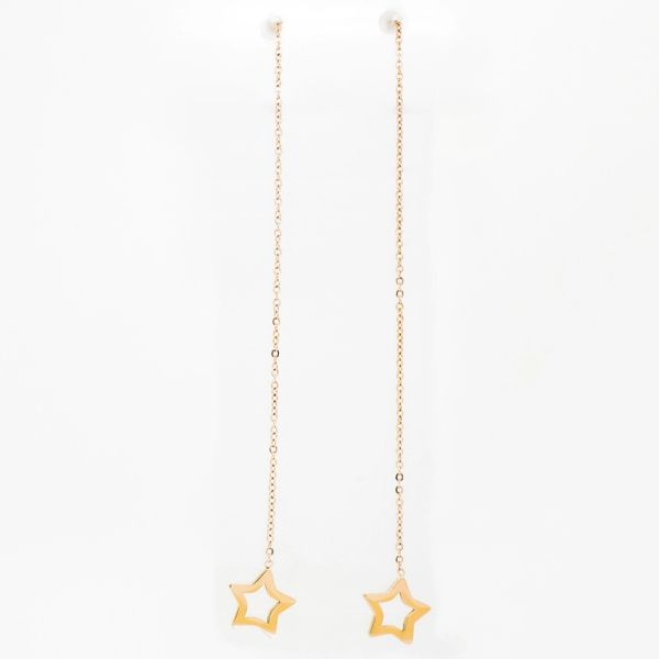 JEWELRY - EARRINGS - SCREW - STAINLESS STEEL - STARS Е799 - 1.1х9.8cm ROSE GOLD - 1 pair