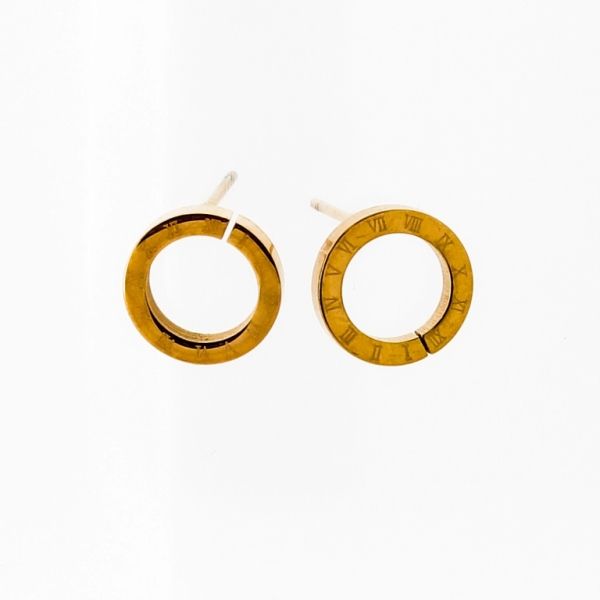 JEWELRY - EARRINGS - SCREW - STAINLESS STEEL - CIRCLE Е658 - 1.1х1.1cm ROSE GOLD - 1 pair