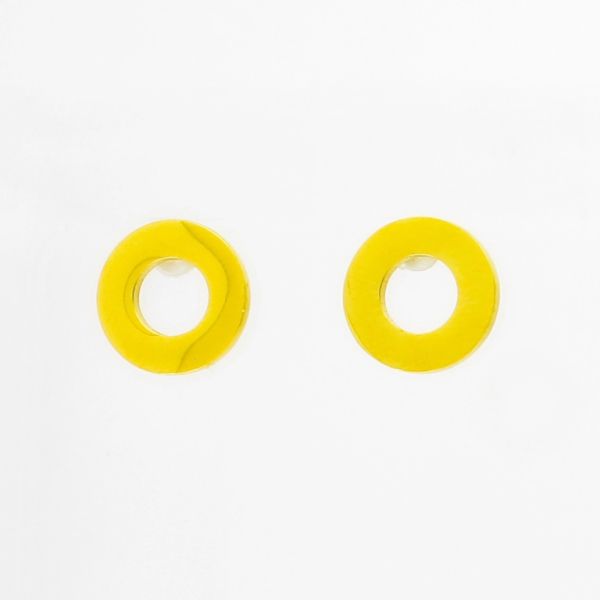 JEWELRY - EARRINGS - SCREW - STAINLESS STEEL - CIRCLE Е767 - 1.2cm GOLD - 1 pair
