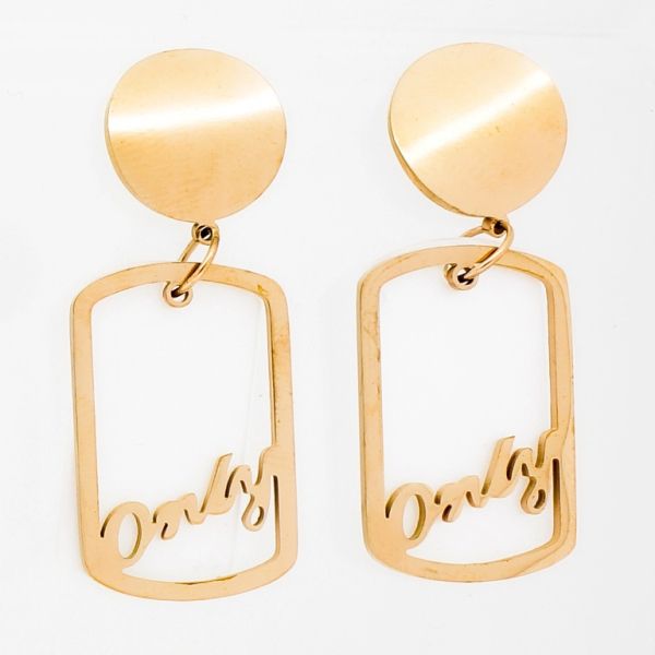 JEWELRY - EARRINGS - SCREW - STAINLESS STEEL - CIRCLE AND RECTANGLE ONLY Е798 - 1.5х4.0cm ROSE GOLD - PACKAGE 6 pairs