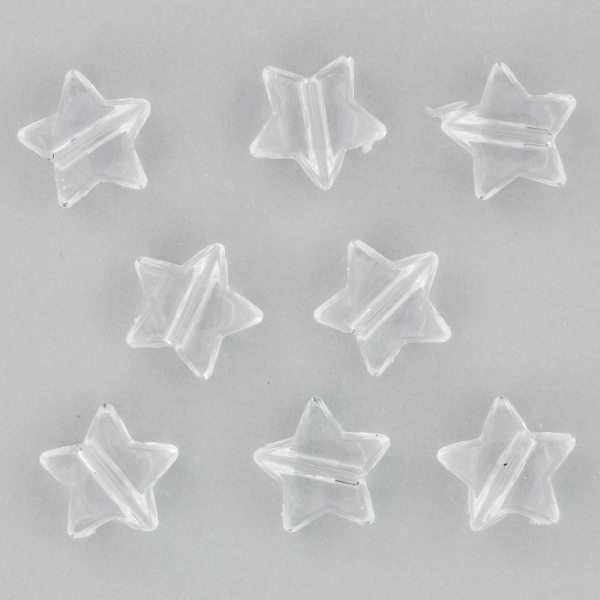 TRANSPARENT PLASTIC BEADS - STAR 01 - 11x6mm WHITE V01 - 50g Hole-2.0mm (137pcs.)