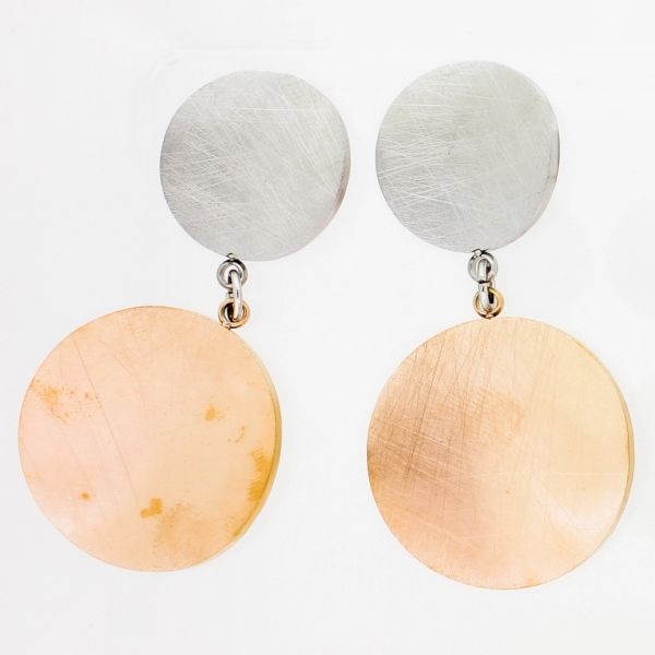 JEWELRY - EARRINGS - SCREW - STAINLESS STEEL - CIRCLES Е773 - 2.5х5.0cm NICKEL AND ROSE GOLD - PACKAGE 6 pairs