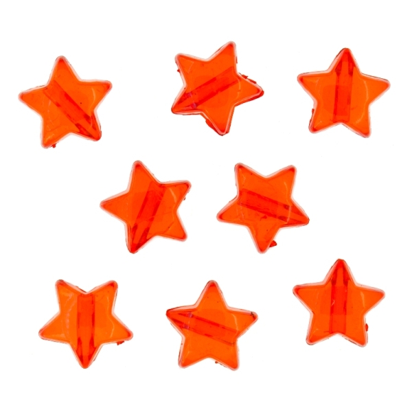 TRANSPARENT PLASTIC BEADS - STAR 01 - 11x6mm RED V12 - 50g Hole-2.0mm (137pcs.)