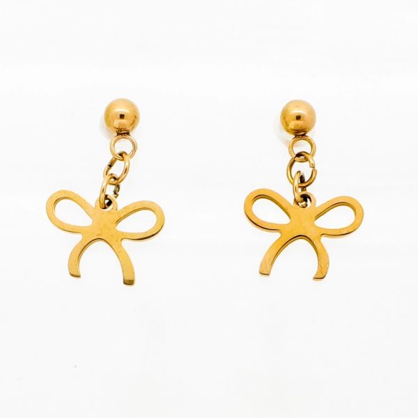JEWELRY - EARRINGS - SCREW - STAINLESS STEEL - RIBBON Е730 - 1.3х2.0cm ROSE GOLD - PACKAGE 6 pairs
