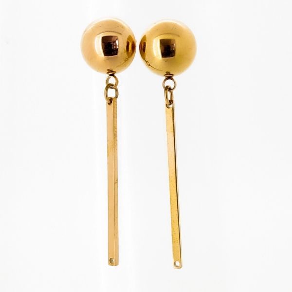 JEWELRY - EARRINGS - SCREW - STAINLESS STEEL - HEMISPHERE Е652 - 1.0х4.1cm GOLD - PACKAGE 6 pairs