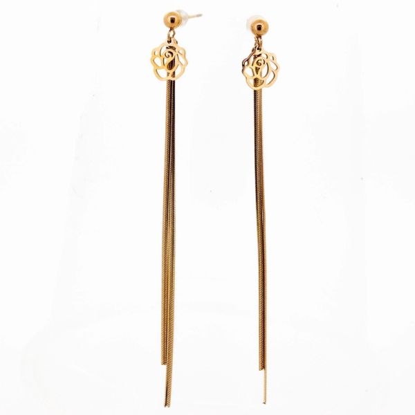 JEWELRY - EARRINGS - SCREW - STAINLESS STEEL - ROSE Е705 - 0.4х8.5cm ROSE GOLD - 1 pair