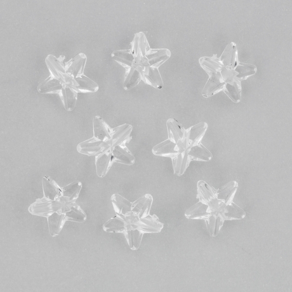 TRANSPARENT PLASTIC BEADS - STAR 02 - RELIEF 10x5mm WHITE V01 - PACKAGE 500g Hole-1.5mm (2900pcs.)