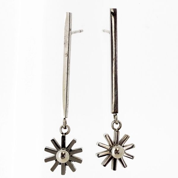 JEWELRY - EARRINGS - SCREW - STAINLESS STEEL - FLOWER Е660 - 0.8х3.5cm NICKEL - 1 pair