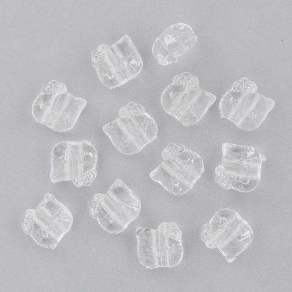 TRANSPARENT PLASTIC BEADS - KITTY - 8.5x9x6mm WHITE V01 - 50g Hole-3.0mm (200pcs.)