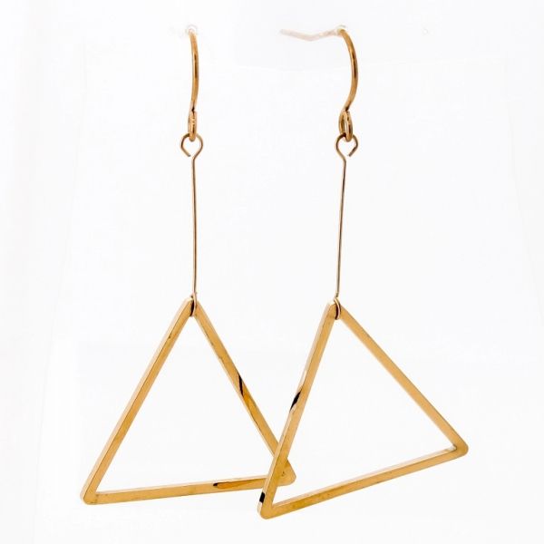 JEWELRY - EARRINGS - HOOK - STAINLESS STEEL - TRIANGLES Е661 - 2.5х4.8cm ROSE GOLD - 1 pair