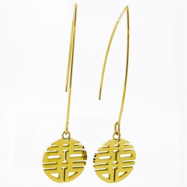 JEWELRY - EARRINGS - STAINLESS STEEL - FIGURE Е662 - 1.5х5.6cm GOLD - 1 pair