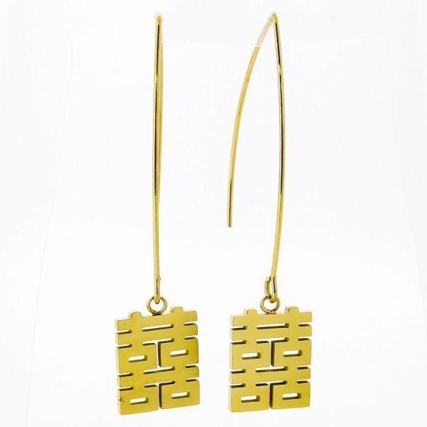 JEWELRY - EARRINGS - STAINLESS STEEL - FIGURE Е663 - 1.6х5.1cm GOLD - 1 pair