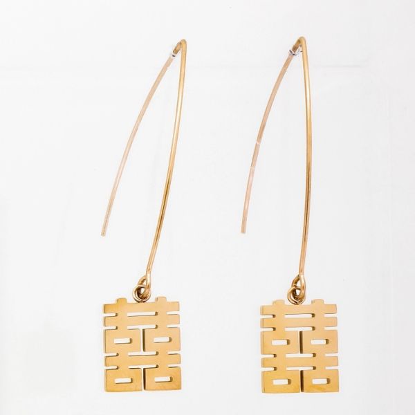 JEWELRY - EARRINGS - STAINLESS STEEL - FIGURE Е663 - 1.6х5.1cm ROSE GOLD - 1 pair