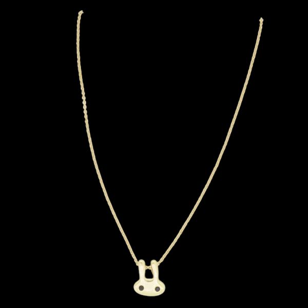  JEWELRY - NECKLACE - BRASS - RABBIT K122 - 1.1x1.2cm - GOLD AND BLACK - 1pc.